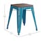 Flash Furniture 4 " Teal Metal Stool with Wood Seat, PK4 ET-BT3503-18-TL-WD-GG - alternate 2